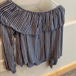 Off the shoulder stripe shirt